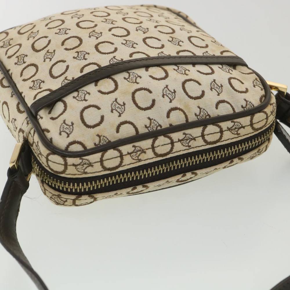 CELINE C Macadam Canvas Shoulder Bag White Brown MC01/1 Auth ar9019 - Picture 6 of 16